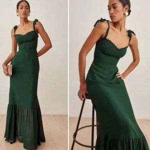 Reformation Jasen Dress in Forest Green Size 2 — only wore once